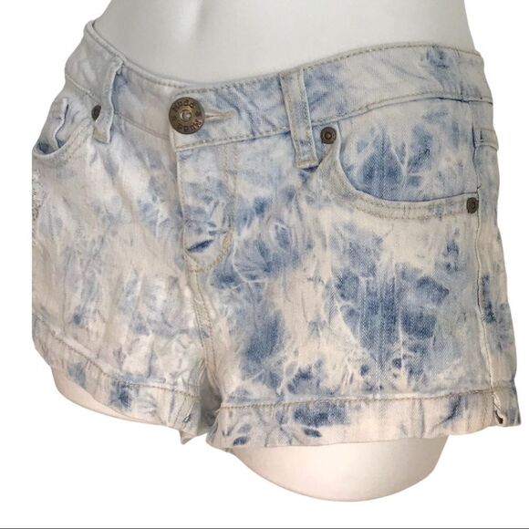 Mudd Distressed Ripped Shortie Jean Shorts Blue 7 - Picture 11 of 14